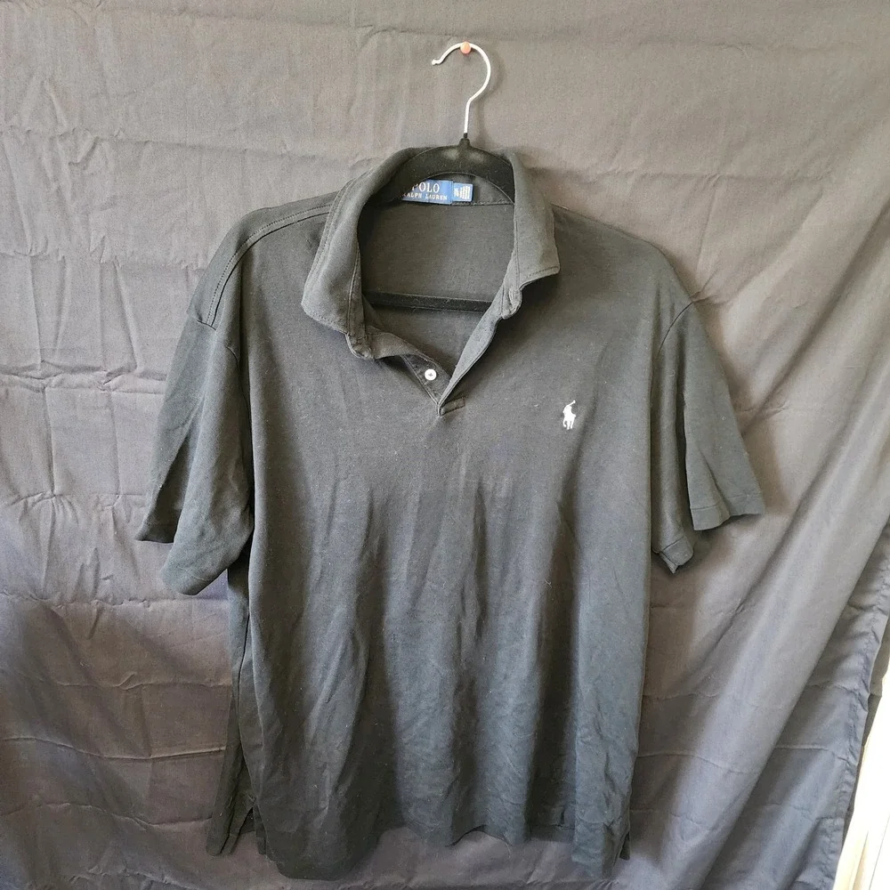 Polo Ralph Lauren Black Classic Fit Polo Shirt Mens Short Sleeve Size XL‎